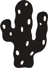 Black silhouette of a cactus with white spots on a black background